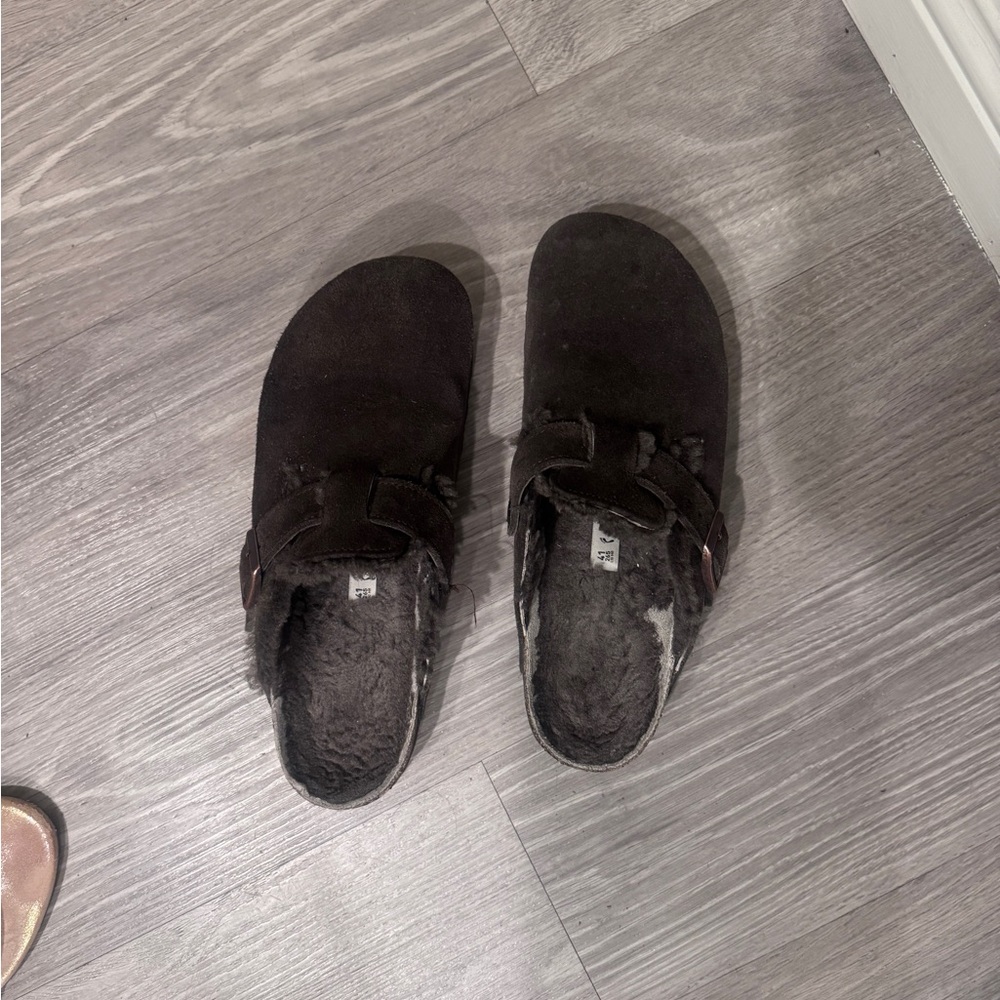 Women’s Boston Suede Brown Shearling Birkenstocks